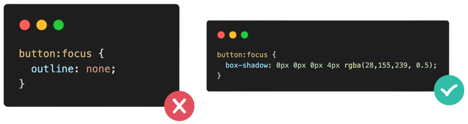 Contoh penggunaan box-shadow sebagai indikator fokus button